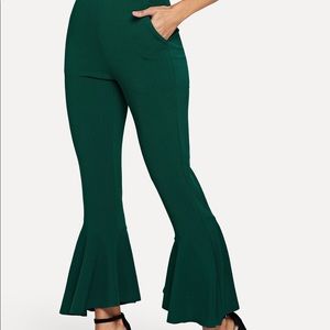 Green flared pants